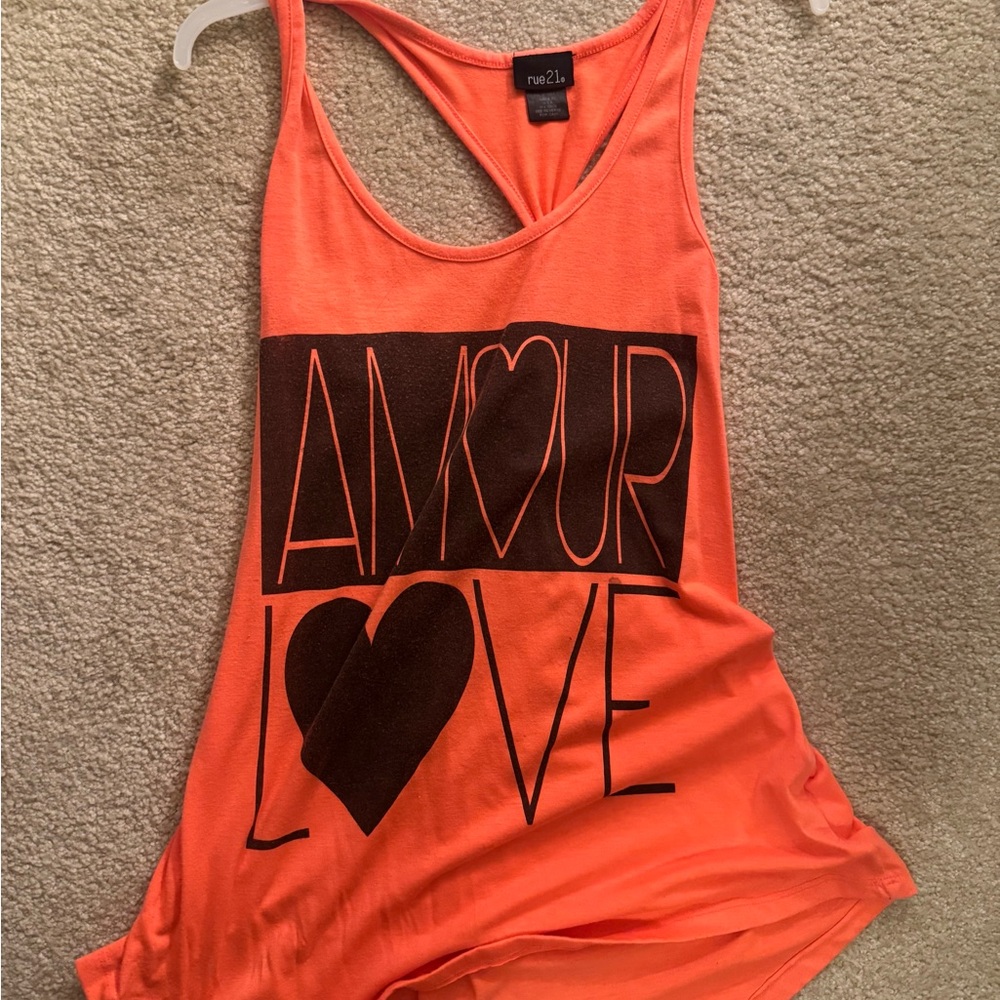 Rue21 Orange Graphic Sleeveless Tank Top